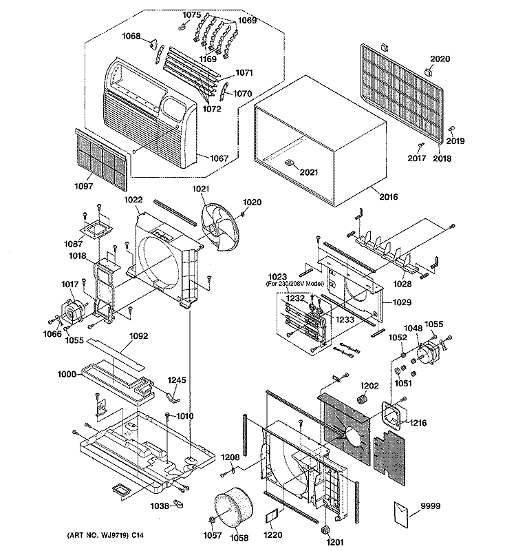 CABINET & COMPONENTS Diagram and Parts List for AJES10DSAM1  General Electric Air Conditioner