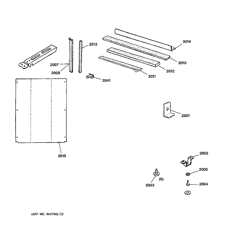 MOUNTING PARTS & FRAME Diagram and Parts List for AJES10DSAM1  General Electric Air Conditioner