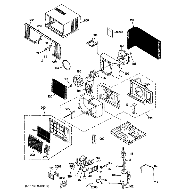 ROOM AIR CONDITIONER Diagram and Parts List for AGM06LAG1  General Electric Air Conditioner