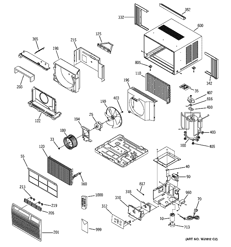 ROOM AIR CONDITIONER Diagram and Parts List for ASW12AAS1  General Electric Air Conditioner