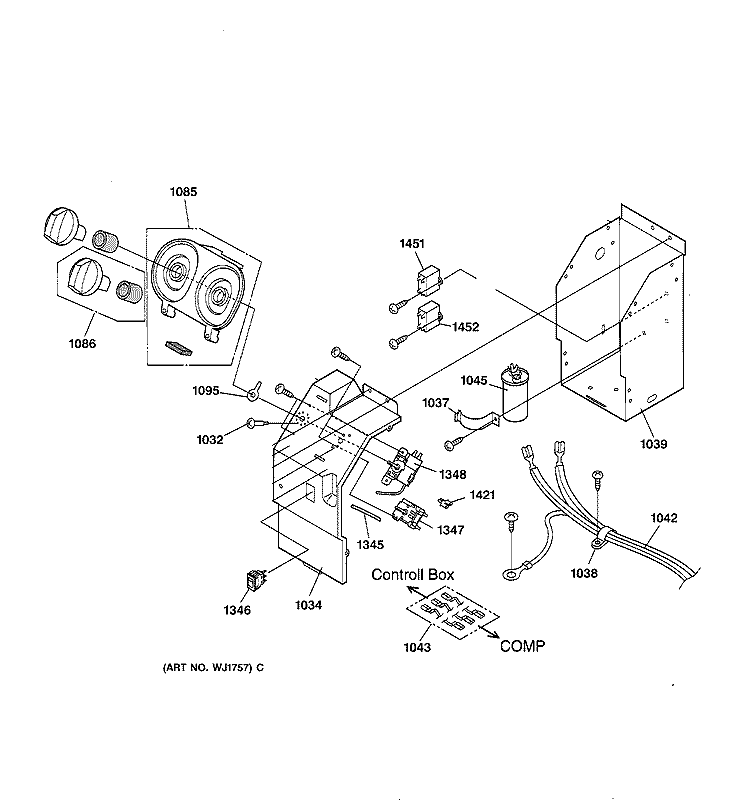 CONTROL PARTS Diagram and Parts List for AJCS12DCM1  General Electric Air Conditioner