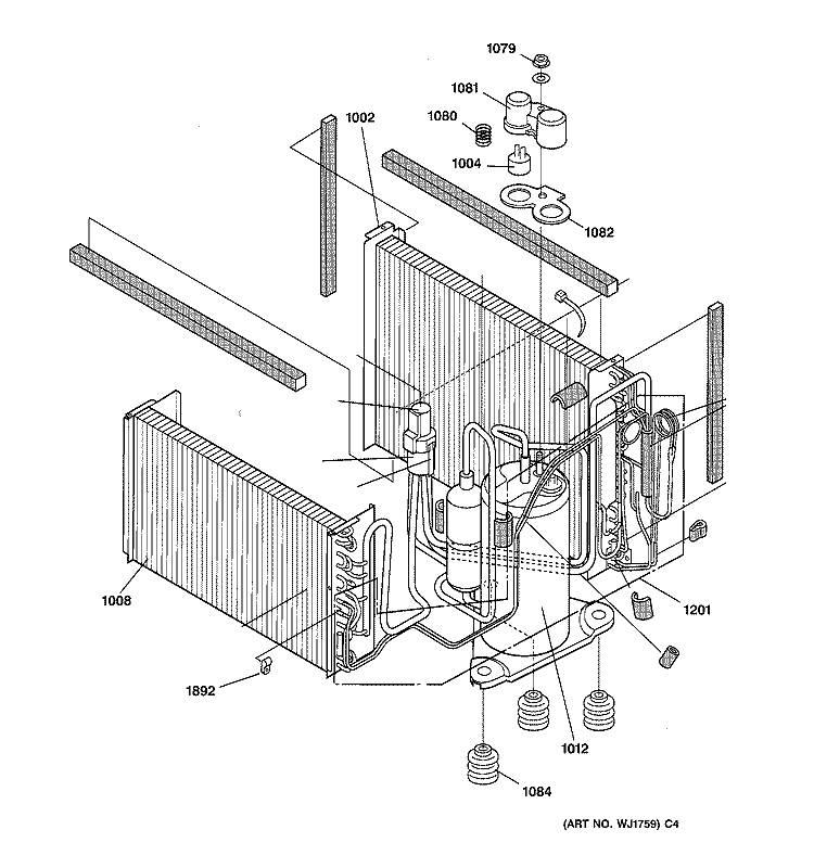 SEALED SYSTEM COMPONENTS Diagram and Parts List for AJCS12DCM1  General Electric Air Conditioner