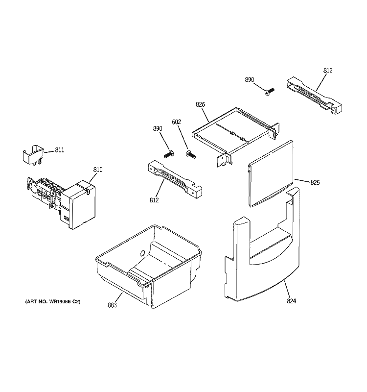 ICE MAKER & DISPENSER Diagram and Parts List for ZIS360NMB  General Electric Refrigerator