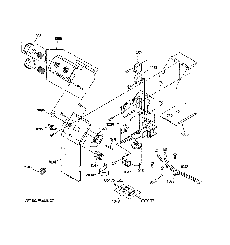 CONTROL PARTS Diagram and Parts List for AJCS08ACAM1  General Electric Air Conditioner
