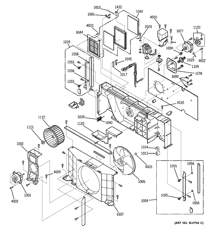 MOTOR & CHASSIS PARTS Diagram and Parts List for AZ25E15D3CM1  General Electric Air Conditioner