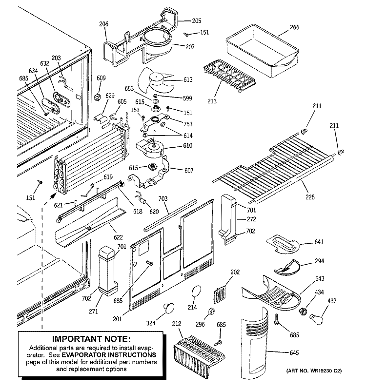 FREEZER SECTION Diagram and Parts List for HTG25DBMARWW  Hotpoint Refrigerator