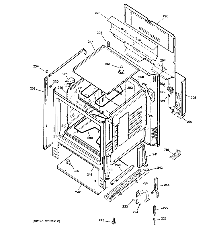 BODY PARTS Diagram and Parts List for RB526C4WW  Hotpoint Range