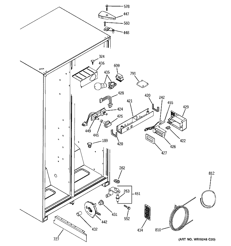 FRESH FOOD SECTION Diagram and Parts List for HSS22BDPAWH  Hotpoint Refrigerator