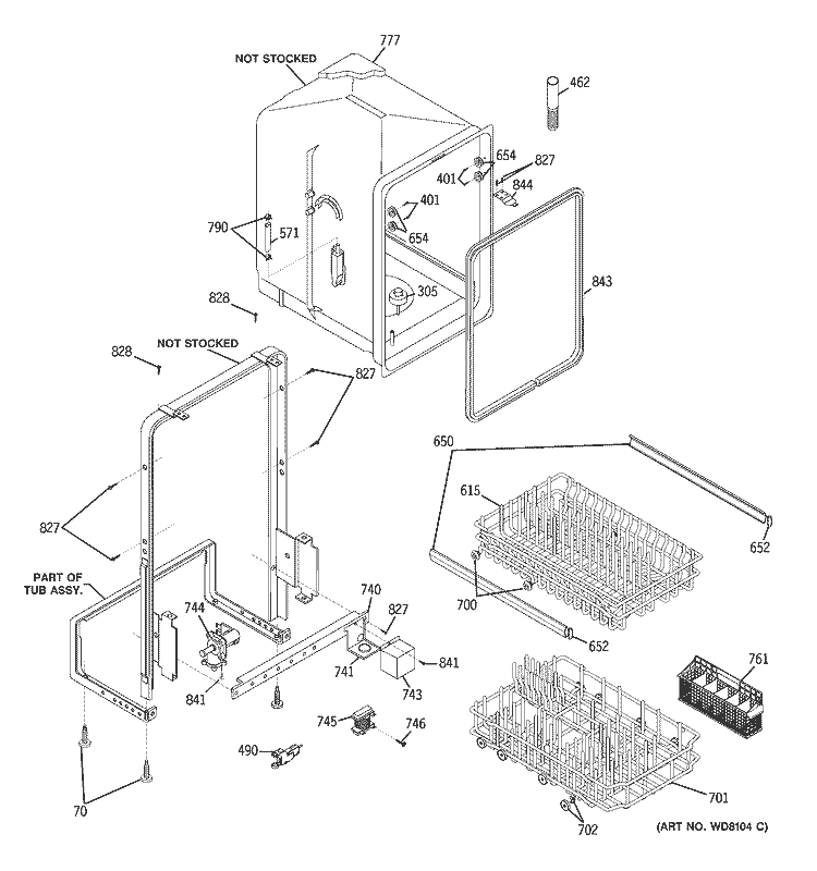 ESCUTCHEON & DOOR ASSEMBLY Diagram and Parts List for GSS1800H01BB  General Electric Dishwasher