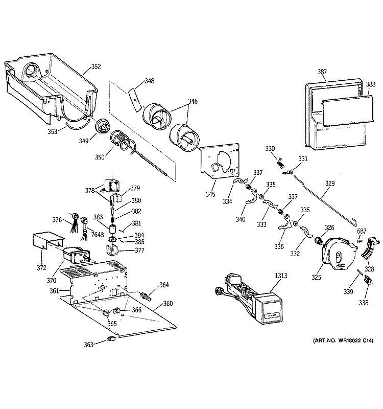 ICE MAKER & DISPENSER Diagram and Parts List for ZISB36DTC  General Electric Refrigerator