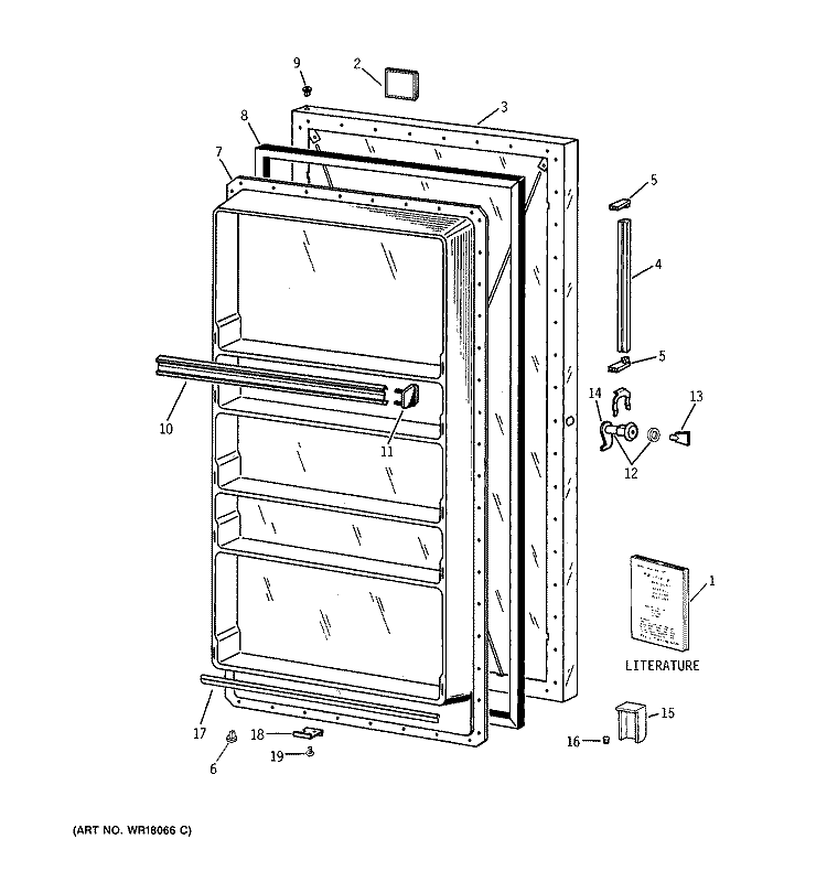 DOOR Diagram and Parts List for FF16DSBRWH  General Electric Freezer