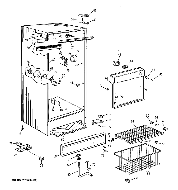 CABINET Diagram and Parts List for FF16DSBRWH  General Electric Freezer