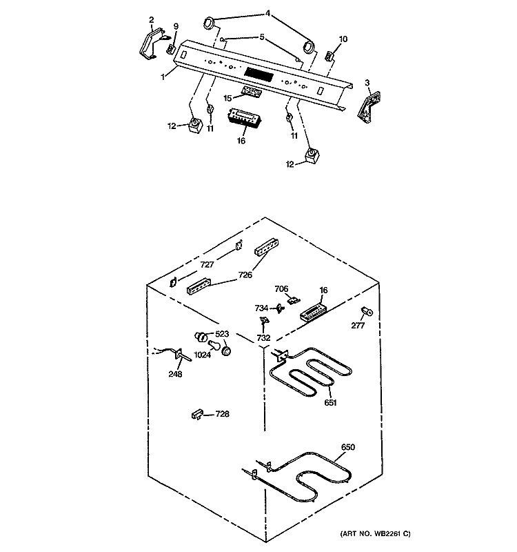 CONTROL PANEL & ELECTRICAL COMPONENTS Diagram and Parts List for JSP69WVWW  General Electric Range