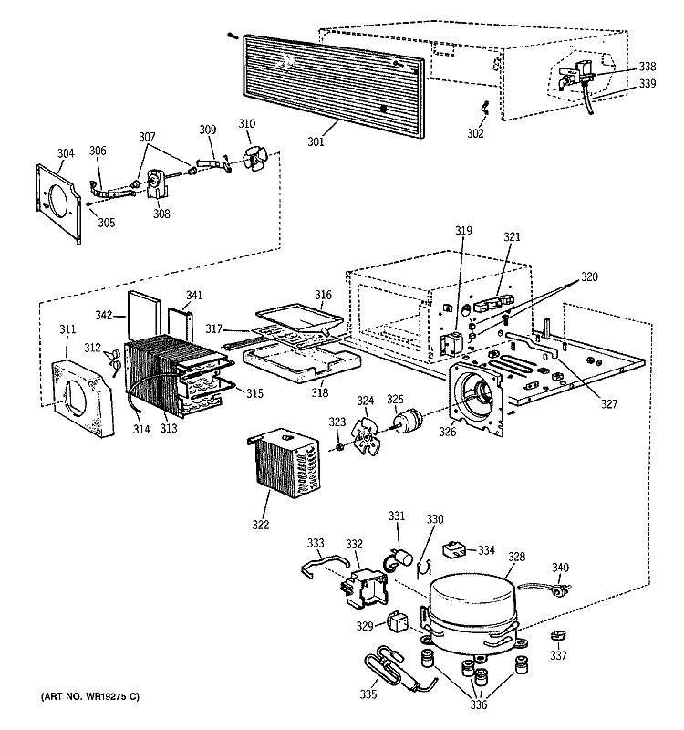 UNIT PARTS Diagram and Parts List for ZIS42CMC  General Electric Refrigerator