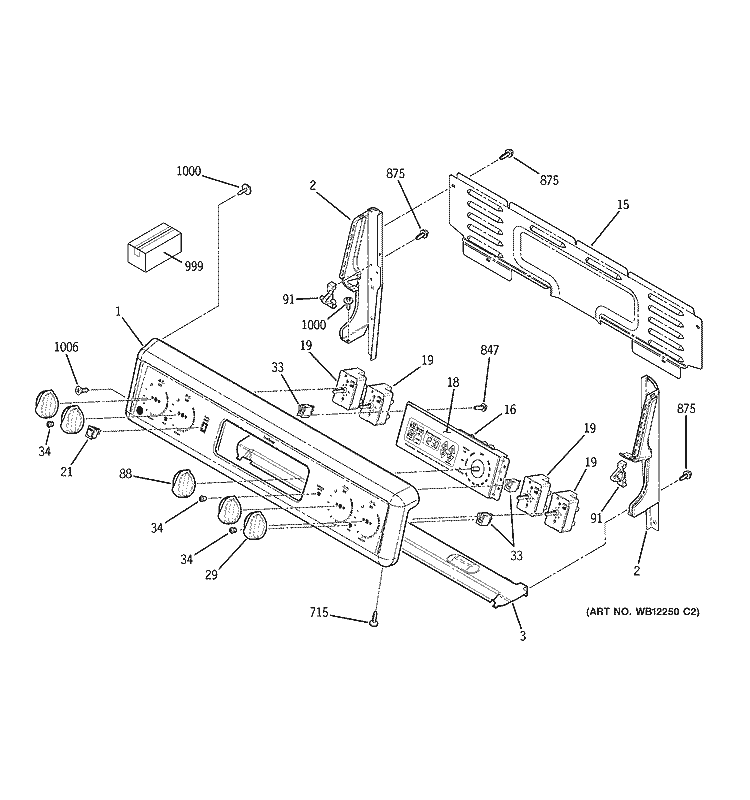 CONTROL PANEL Diagram and Parts List for JBP66WB5WW  General Electric Range