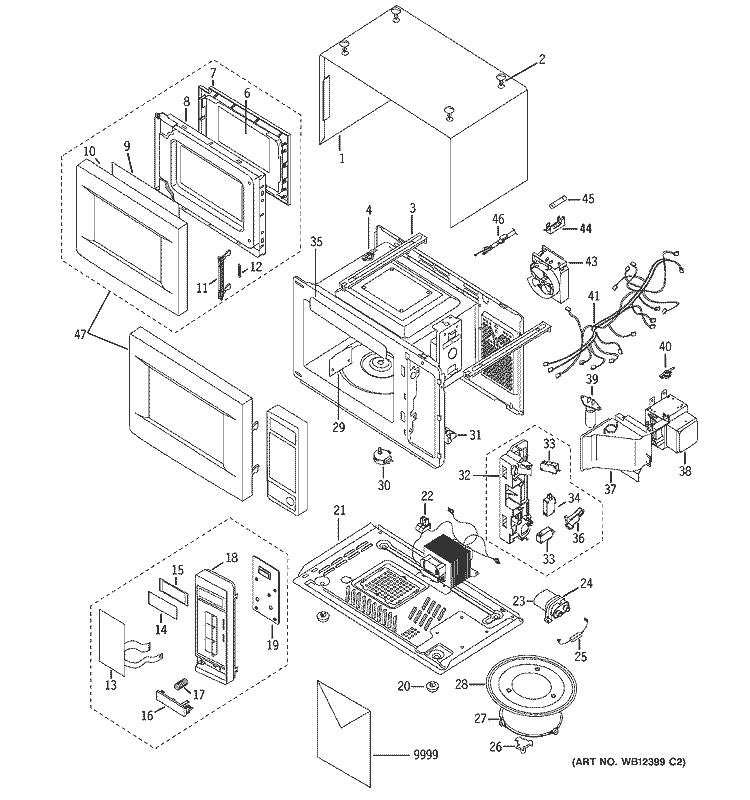 MICROWAVE Diagram and Parts List for JE740GY003  General Electric Microwave