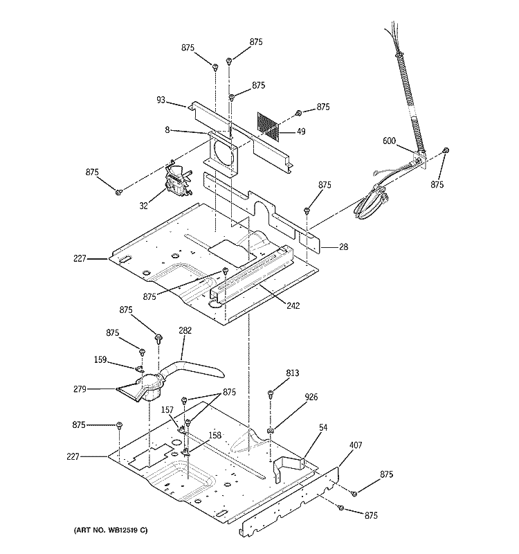 PEDESTAL Diagram and Parts List for JKP86SF1SS  General Electric Microwave Oven Combo