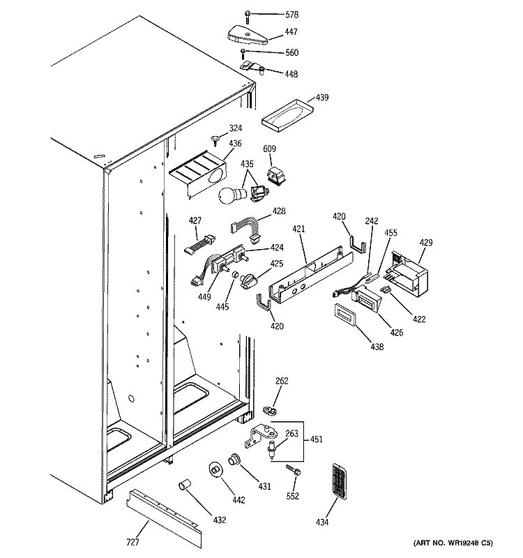 FRESH FOOD SECTION Diagram and Parts List for GSG20IBPAFBB  General Electric Refrigerator