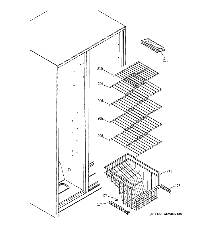 FREEZER SHELVES Diagram and Parts List for GSG22KBPAFBB  General Electric Refrigerator