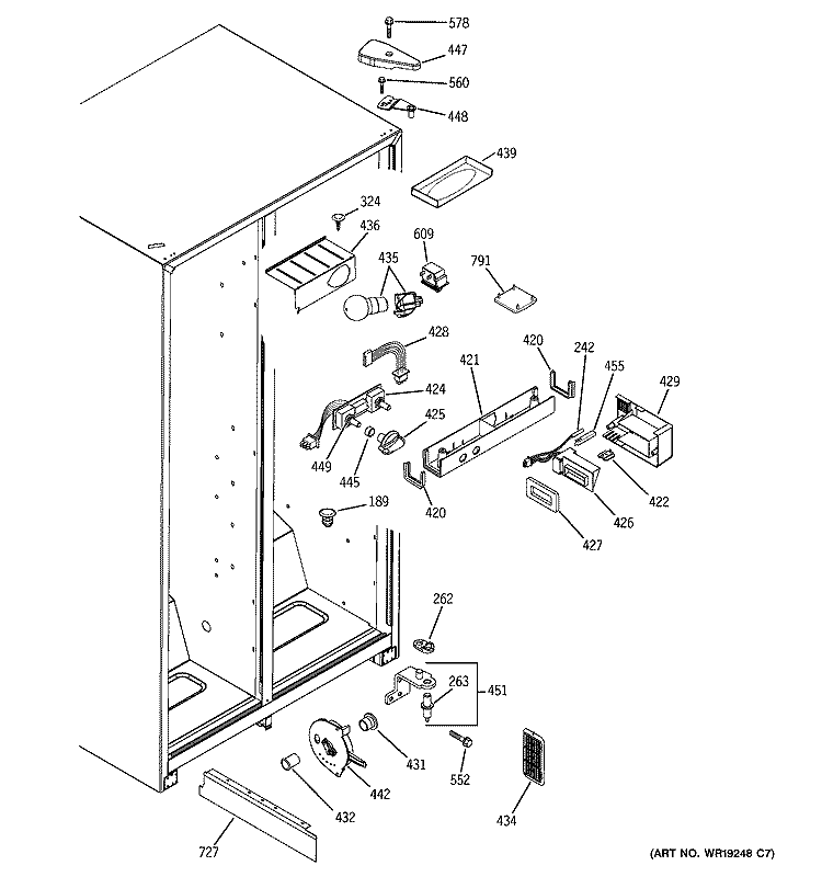 FRESH FOOD SECTION Diagram and Parts List for GSG22KBPAFBB  General Electric Refrigerator