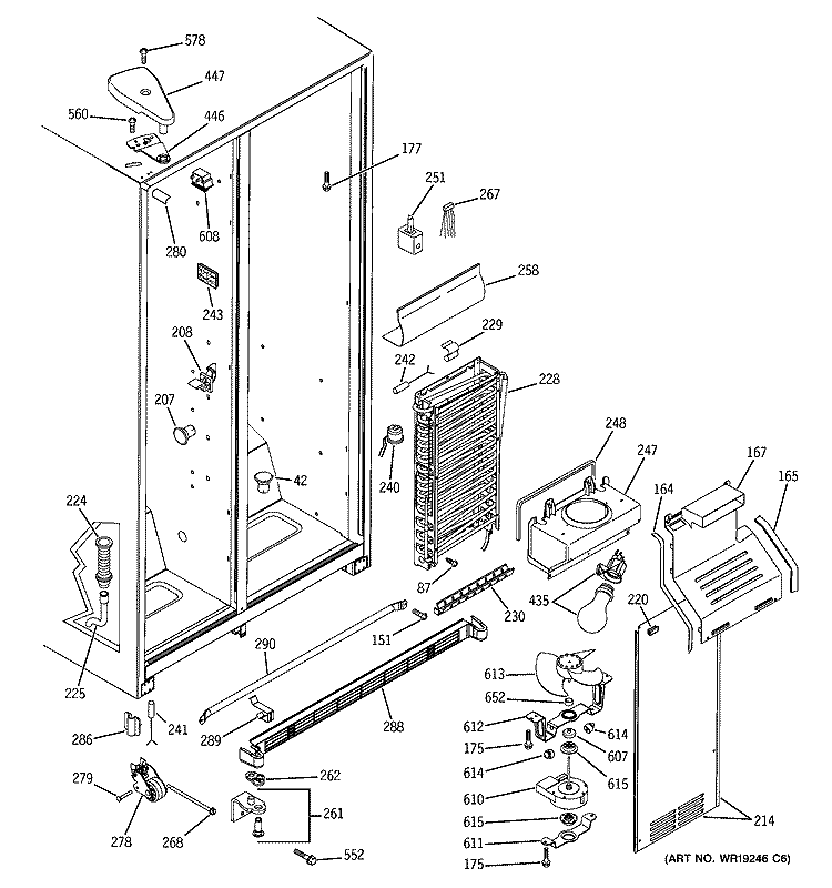 FREEZER SECTION Diagram and Parts List for GSS20DBPAWW  General Electric Refrigerator