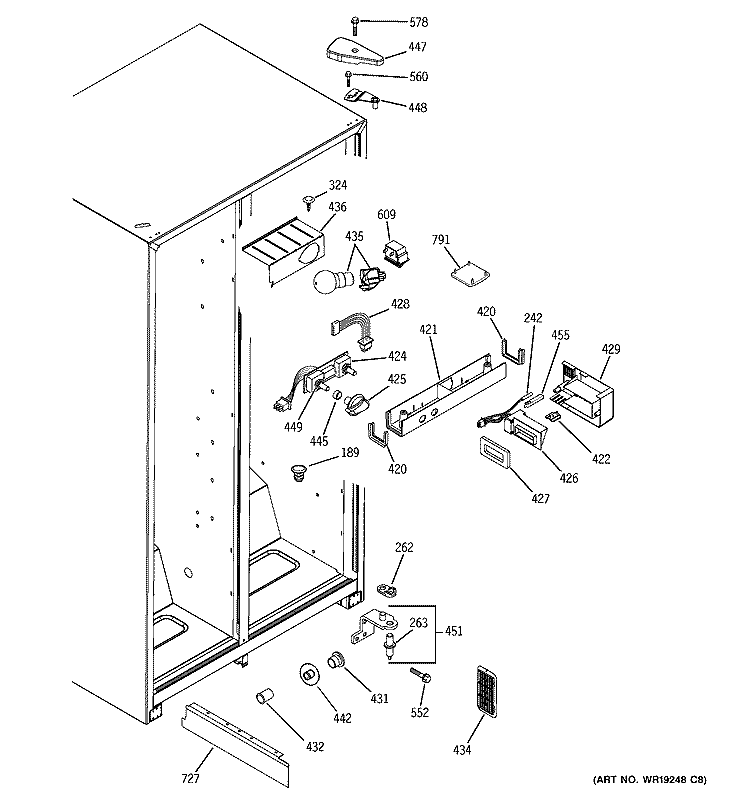 FRESH FOOD SECTION Diagram and Parts List for GST22IBPACC  General Electric Refrigerator