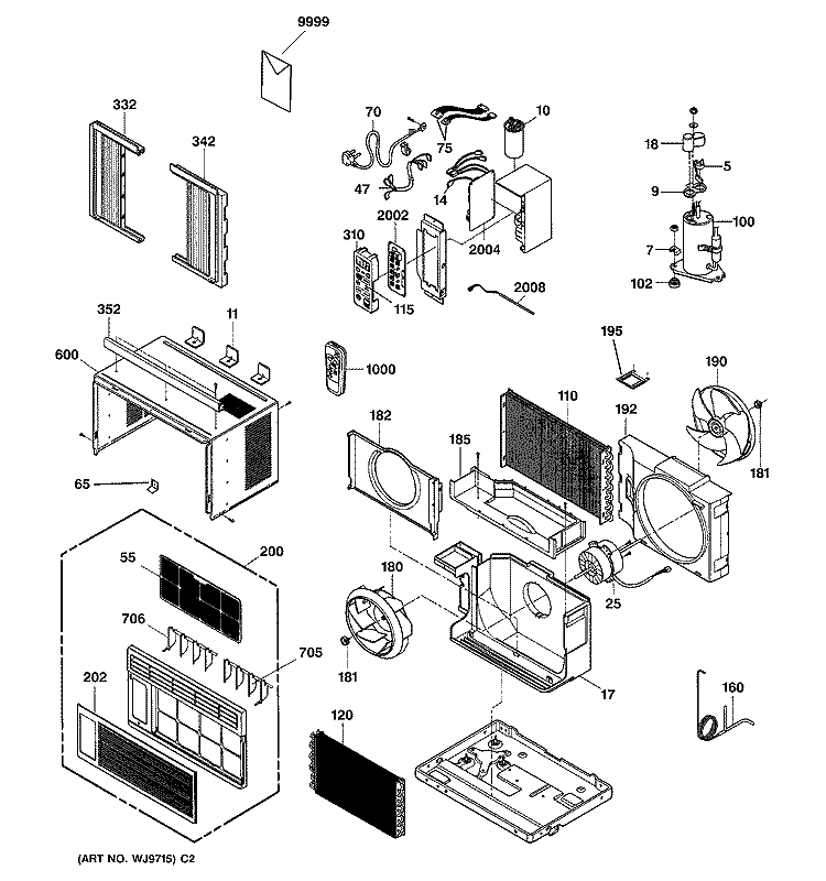 ROOM AIR CONDITIONER Diagram and Parts List for AGW06LBG1  General Electric Air Conditioner