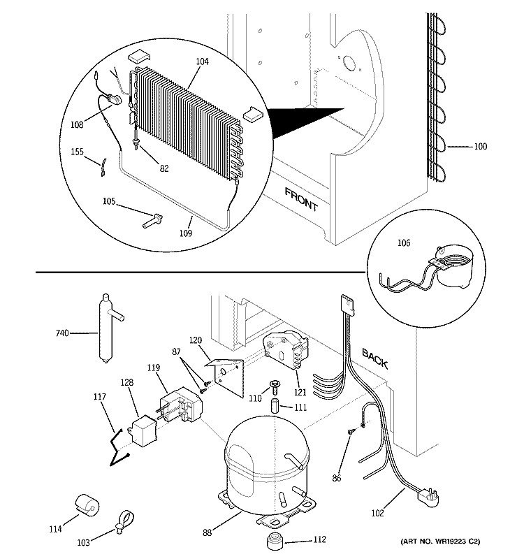 UNIT PARTS Diagram and Parts List for FUF20DMDRWH  General Electric Freezer