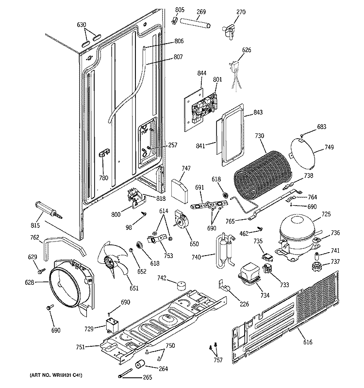 SEALED SYSTEM & MOTHER BOARD Diagram and Parts List for PSA22MIPAFWW  General Electric Refrigerator