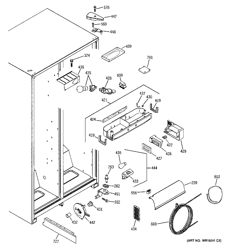 FRESH FOOD SECTION Diagram and Parts List for PSG22MIPAFWW  General Electric Refrigerator