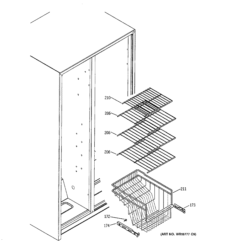 FREEZER SHELVES Diagram and Parts List for GSG25MIPAFWW  General Electric Refrigerator