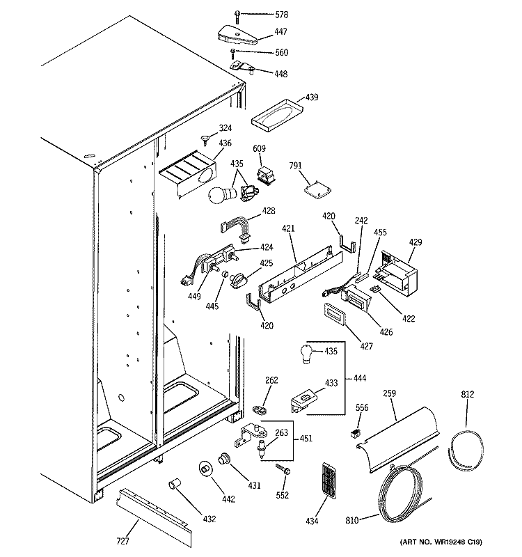FRESH FOOD SECTION Diagram and Parts List for GSG25MIPAFWW  General Electric Refrigerator