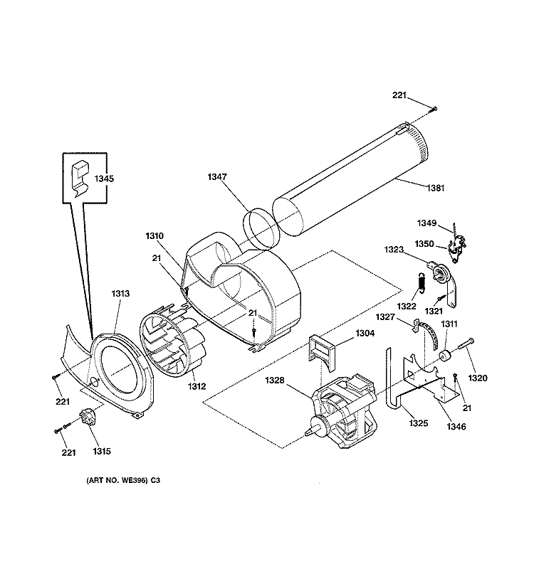 MOTOR Diagram and Parts List for NVL333GY0AA  Hotpoint Dryer