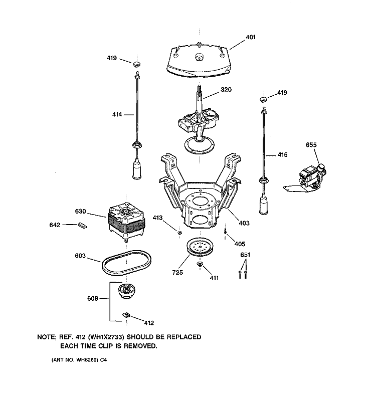 SUSPENSION, PUMP & DRIVE COMPONENTS Diagram and Parts List for WPSB8060B0CC  General Electric Washer