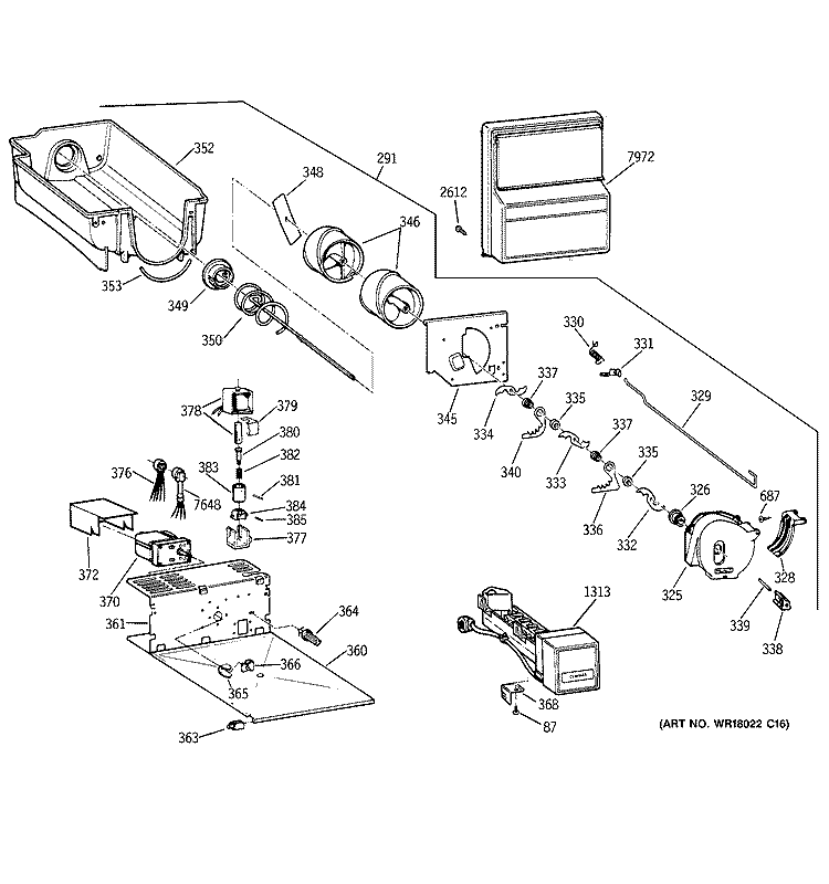ICE MAKER & DISPENSER Diagram and Parts List for ZISB42DSE  General Electric Refrigerator