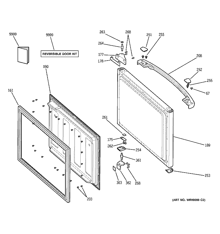 FREEZER DOOR Diagram and Parts List for GBS18HBMCWW  General Electric Refrigerator