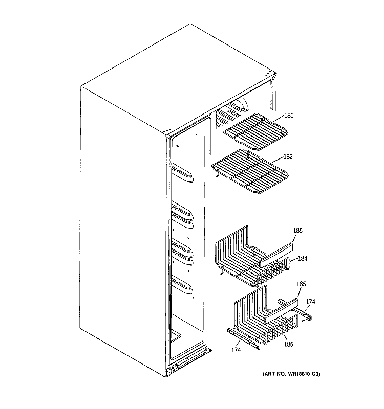 FREEZER SHELVES Diagram and Parts List for GSS27RGPACC  General Electric Refrigerator