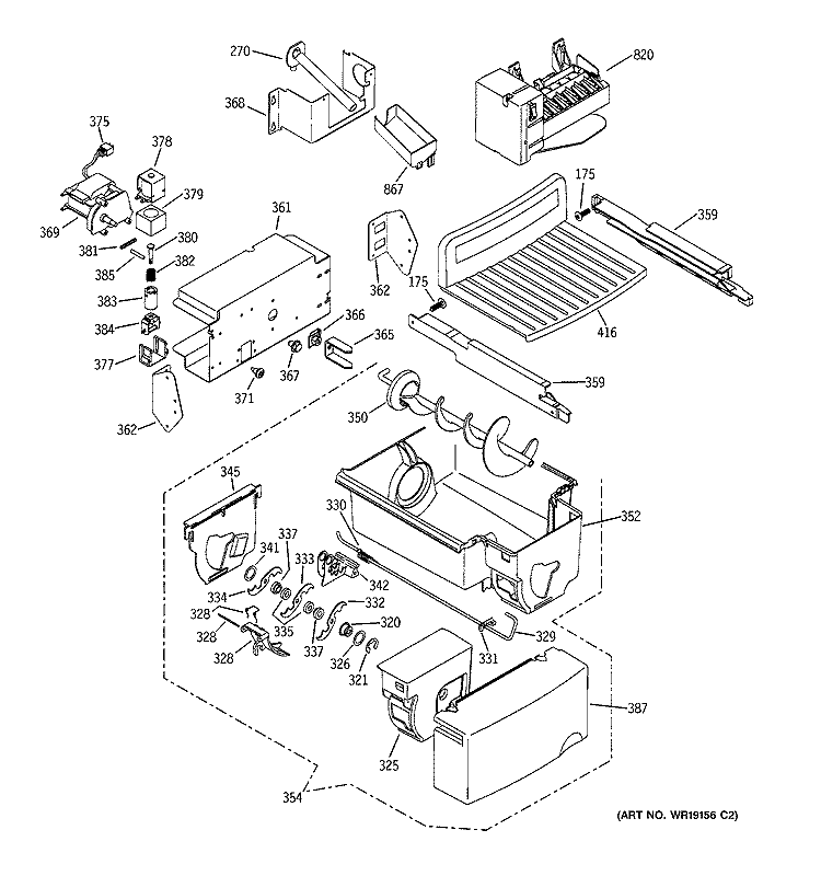 ICE MAKER & DISPENSER Diagram and Parts List for PCG23SHMHFBS  General Electric Refrigerator
