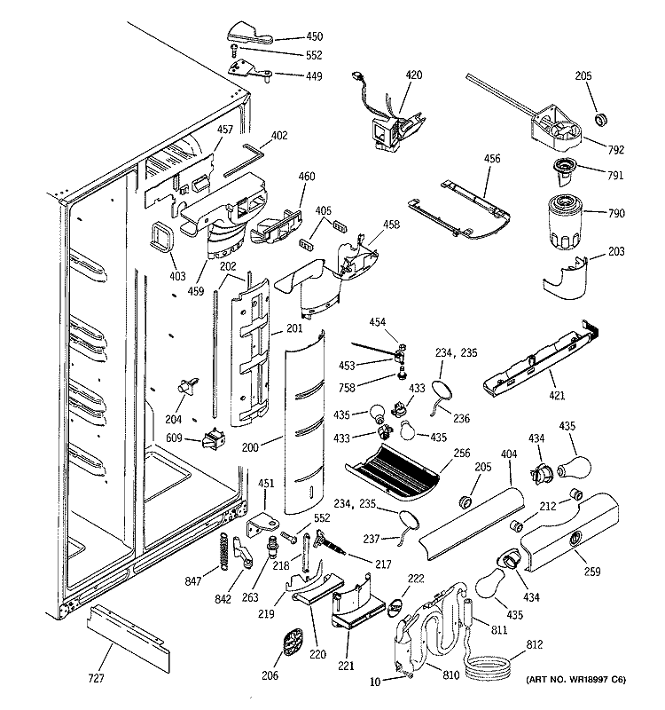FRESH FOOD SECTION Diagram and Parts List for PCG23SHMHFBS  General Electric Refrigerator