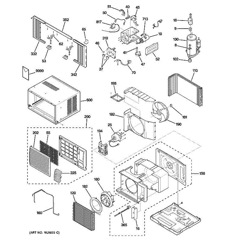 ROOM AIR CONDITIONER Diagram and Parts List for AGN14ACG1  General Electric Air Conditioner