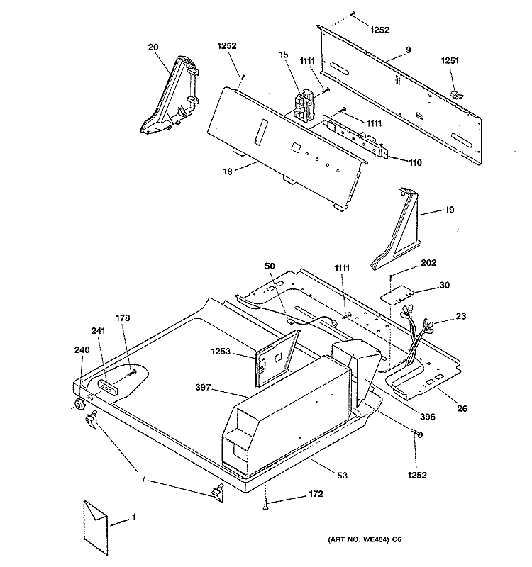 CONTROLS & TOP PANEL Diagram and Parts List for DCD330GB4WC  General Electric Dryer