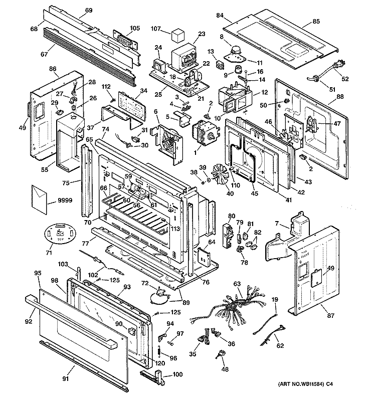 MICROWAVE Diagram and Parts List for ZMC3000B01  General Electric Microwave