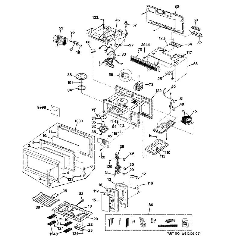 MICROWAVE Diagram and Parts List for JVM1533WD004  General Electric Microwave