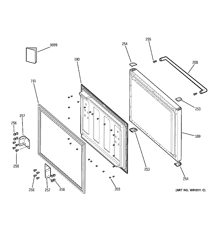 FREEZER DOOR Diagram and Parts List for PDS18SBMCLBS  General Electric Refrigerator