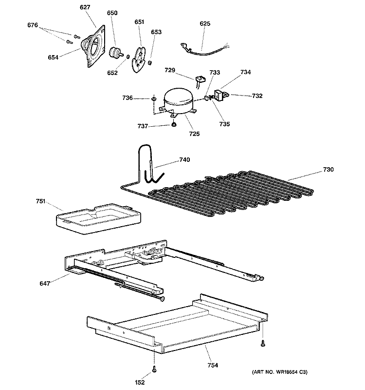 UNIT PARTS Diagram and Parts List for TNX22PACBLCC  General Electric Refrigerator