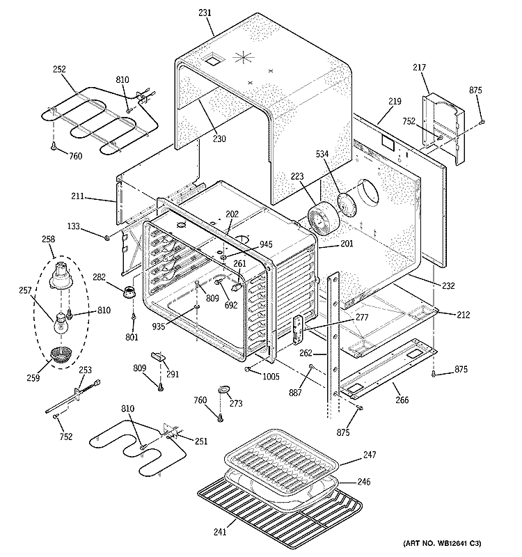 UPPER BODY Diagram and Parts List for JTP28SF1SS  General Electric Microwave Oven Combo