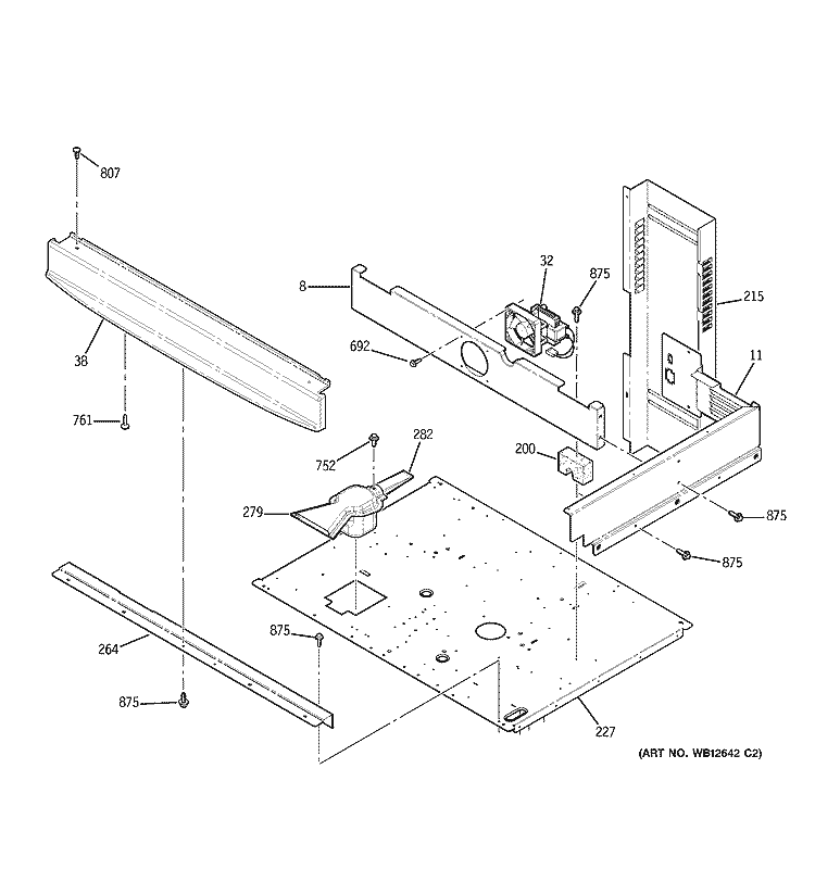 CENTER SPACER Diagram and Parts List for JTP28SF1SS  General Electric Microwave Oven Combo