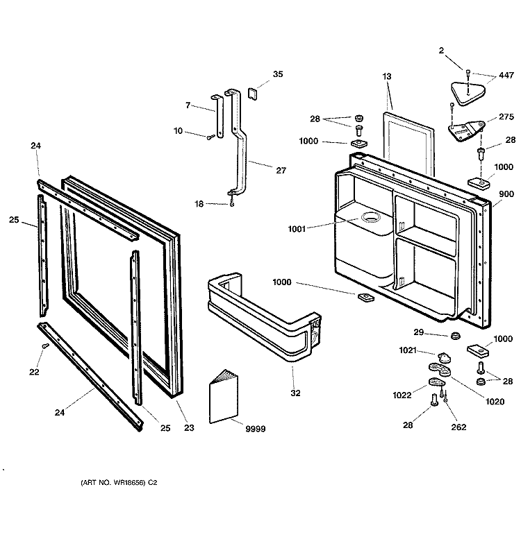 FREEZER DOOR Diagram and Parts List for TNX22PRCALAA  General Electric Refrigerator