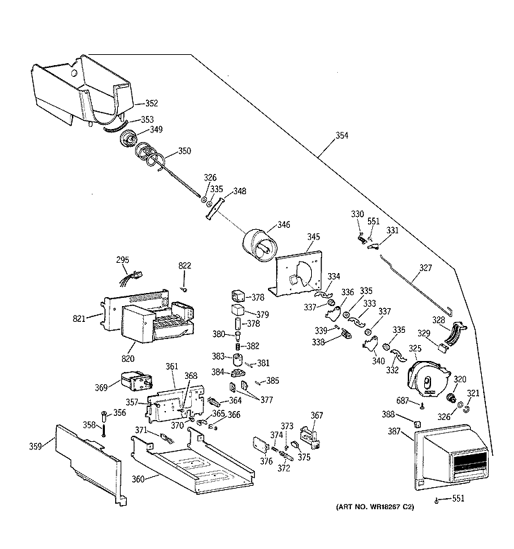 ICE BUCKET Diagram and Parts List for TNX22PRCALAA  General Electric Refrigerator