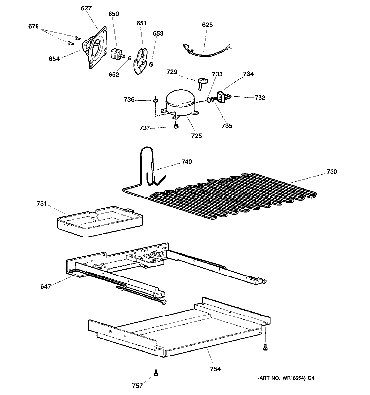 UNIT PARTS Diagram and Parts List for TNX22PRCALAA  General Electric Refrigerator